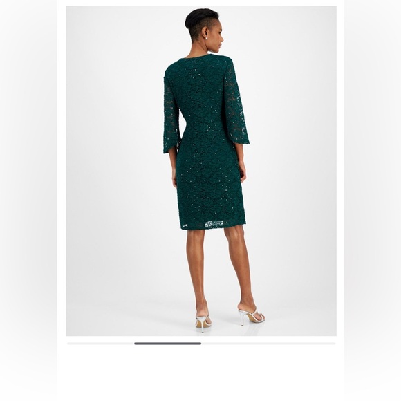 Connected
Women's Sequin-Lace 3/4-Sleeve Faux-Wrap Dress - Picture 3 of 10